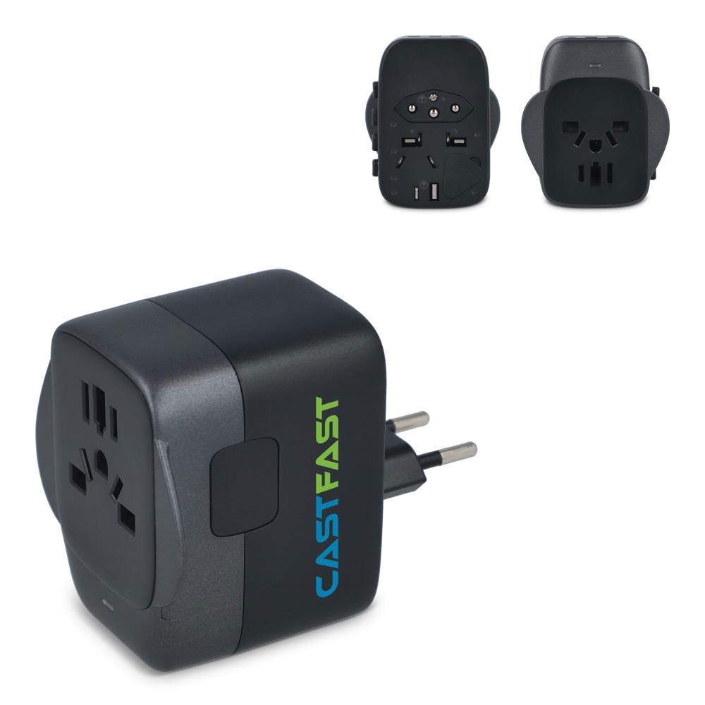  PowerPro Reiseadapter aus recyceltem Kunststoff