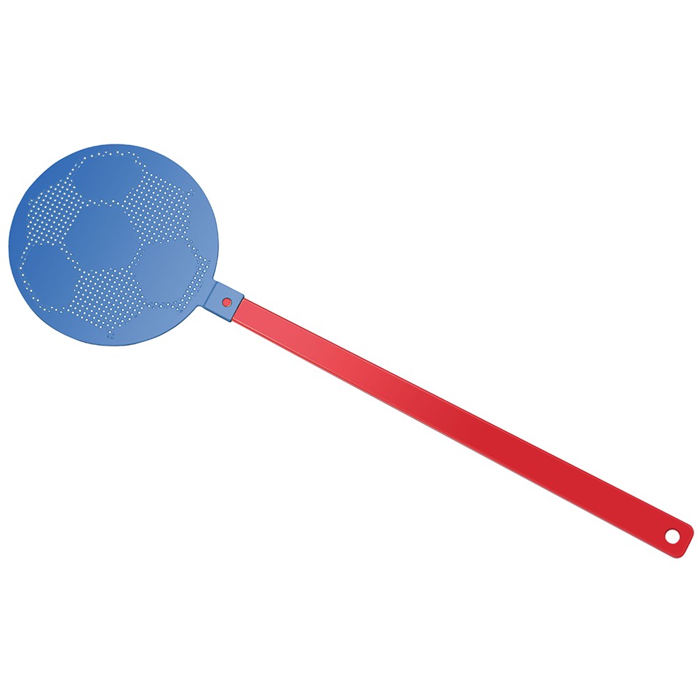 Fliegenklatsche "Fußball" - rot, blau