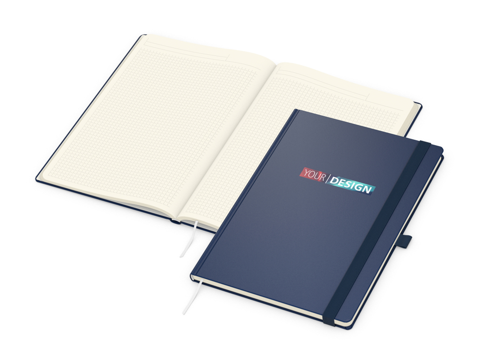 Notizbuch Vision-Book EXPRESS, A4, Creme, Winkelkaro, dunkelblau