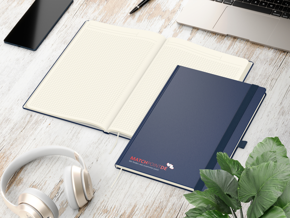 Notizbuch Vision-Book EXPRESS, A4, Creme, Winkelkaro, dunkelblau