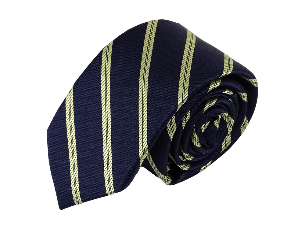 Krawatte für Herren aus 100% Seide - handgefertigt in Italien - 150 x 7 cm - blau gelbgold