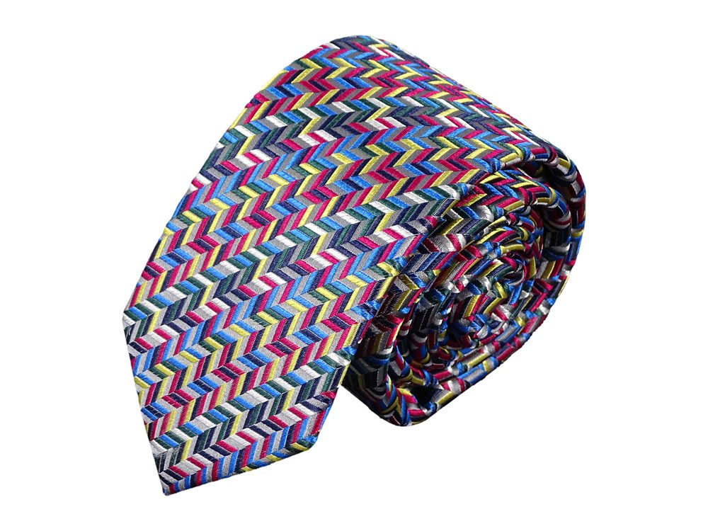 Krawatte für Herren aus 100% Seide - handgefertigt in Italien - 150 x 7 cm - geometrisches Muster
