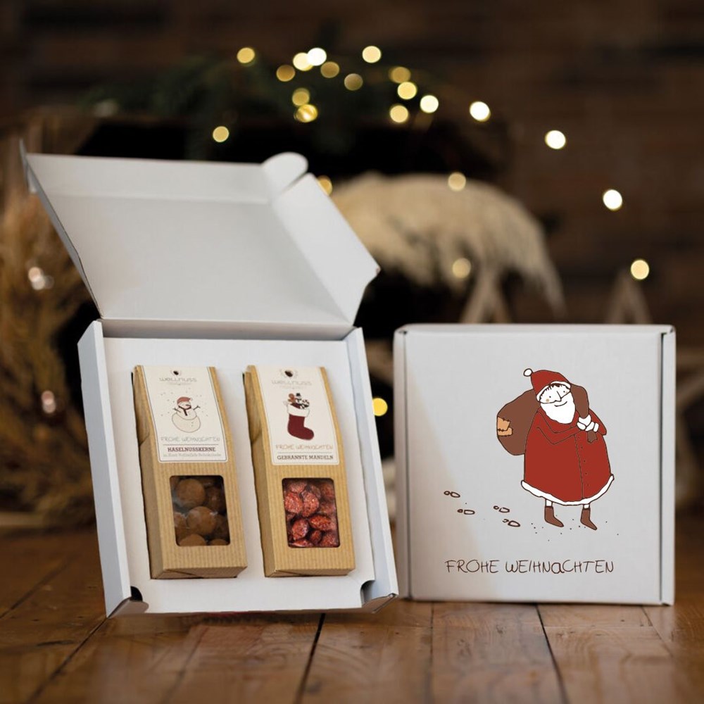 2 Weihnachts-Snacks im Geschenkkarton (versandfähig)